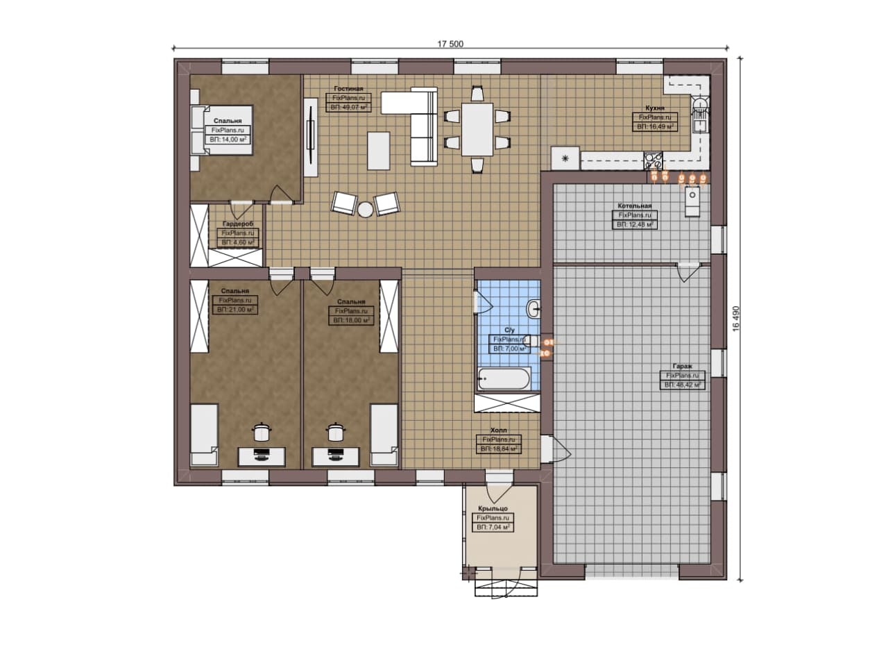 Планировка Одноэтажный дом F-7649