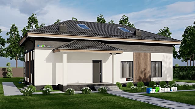 Одноэтажный дом с мансардой  F-4670