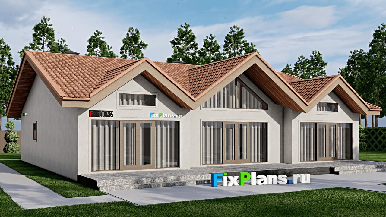 Одноэтажный дом F-10052 — фасад