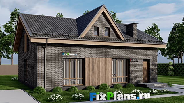 Одноэтажный дом с мансардой  F-10169