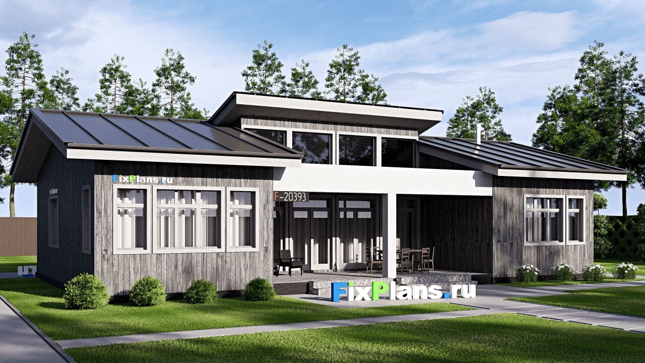 Одноэтажный дом F-20393 — фасад