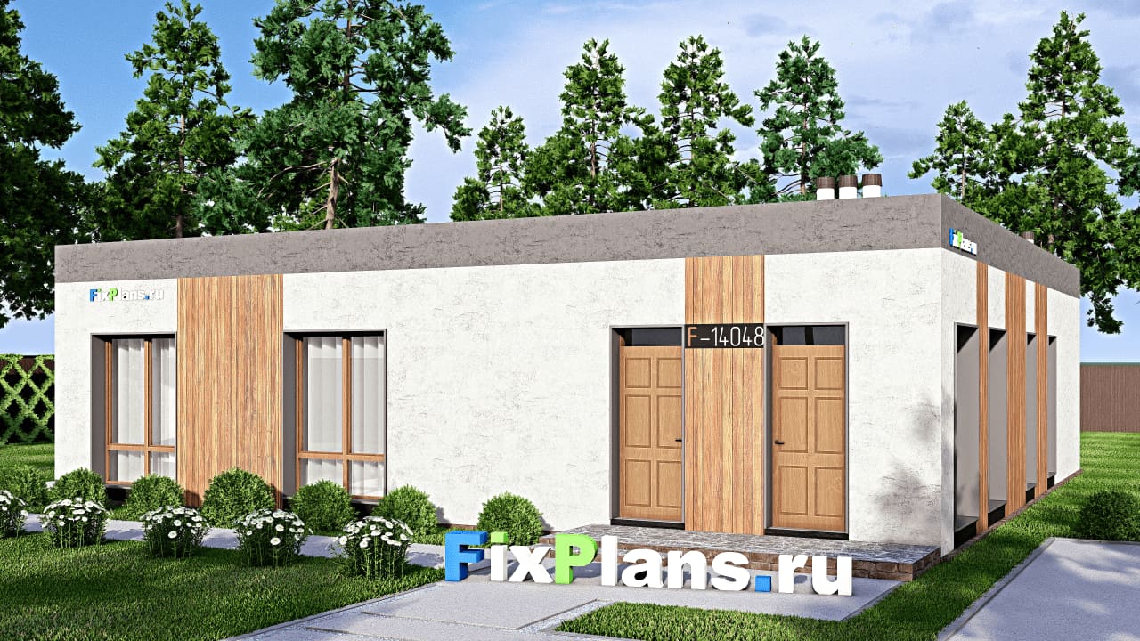 Одноэтажный дом F-14048 — фасад