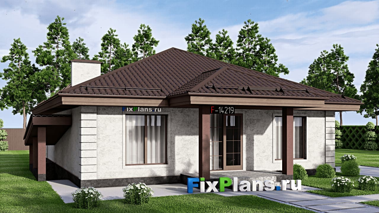 Одноэтажный дом F-14219 — фасад