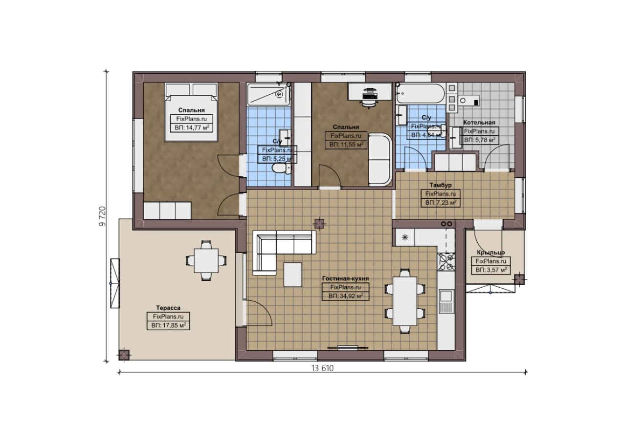 Планировка Одноэтажный дом F - 1106